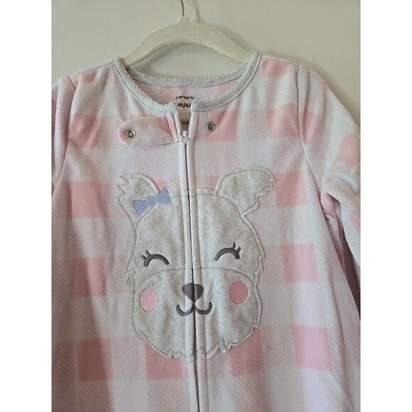 Carter's Puppy Face Long Sleeve Sleeper Size 4T Zippered Footie PJs Girl Toddler - Picture 2 of 13
